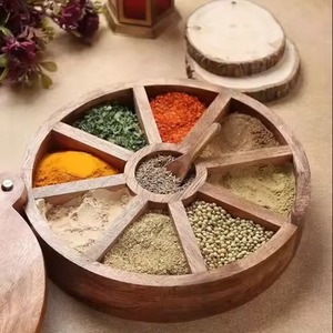 Premium Wooden <b>Masala</b> Organizer Kitchen Storage Case with Multiple Sections for Herbs Seasoning and Dry Ingredient Management - Product Image 1