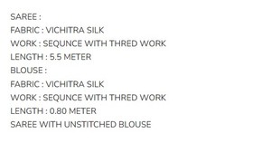 Georgette Viscose Silk Sequence Embroidery Luxury Work <b>Saree</b> <b>Blouse</b> Piece Indian Party Wedding Wear Women's Sari Machine 81523 - Product Image 2