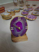Horloge de table en agate polie de qualité supérieure, 4-4,5 pouces, tranche naturelle, décoration d'intérieur, marque Mien