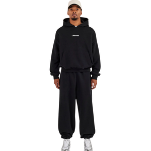 <b>Men's</b> Winter Solid Two Piece Hooded Tracksuit Pullover Sweatshirt Kangaroo Pockets Elastic Waist <b>Cuffed</b> <b>Trousers</b> Relaxed Casual - Product Image 6