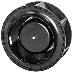พัดลมแบบแรงเหวี่ยงพลาสติกสีดำ ติดตั้งบนท่อ 24V DC ขนาดเล็ก ใบพัดโค้งหลัง - Product Image 1
