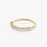 Bague de fiançailles, de mariage et d'anniversaire minimaliste pour femme, sertie d'un diamant de laboratoire rond de 0,25 ct, en or massif 14 carats, bande de 2 mm