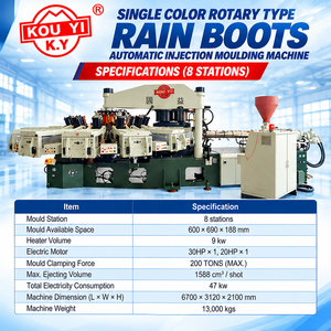 Máquina de moldeo por inyección rotativa automática de alta eficiencia de 8 estaciones para la fabricación de botas de lluvia - Product Image 6