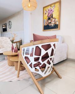 Juego de Sofás Modernos de Madera de Teca para Sala de Estar con Sillas de Acento y Mesa de Centro Redonda, Fabricante - Product Image 3