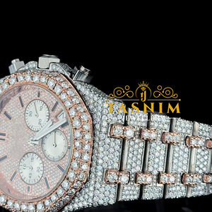 Premium Vintage Luxury ETA Moissanite Diamond Quartz Sport Fashion <b>Watch</b> <b>Arabic</b> Black Numerals Dial Glass Stainless Steel Case - Product Image 3