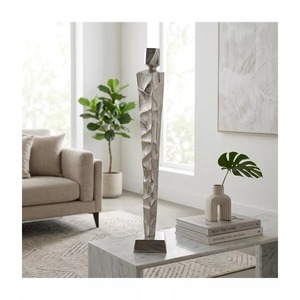 Sculpture géométrique moderne en métal, figurine 32x5x5 pouces, art fait main, décoration de sol, salon - Product Image 6