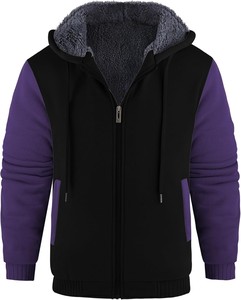 Sudadera con Capucha y Cremallera para Hombre, Último Modelo 2026, Corte Regular, Forro Polar, Color Sólido, Casual, Manga Raglán, para Otoño, Negro y Gris - Product Image 2