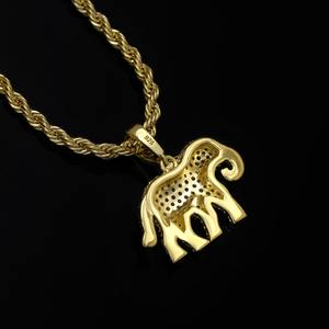 Collar Hiphop Premium con Colgante de Elefante para Hombre, Estilo Hipster, Lleno de Diamantes, Accesorios de Moda - Product Image 4