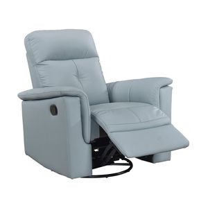 Poltrona Reclinabile Girevole in Pelle Blu, Lussuosa e Confortevole, Arredamento per Soggiorno, Sedia Imbottita Confortevole - Product Image 4