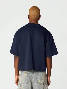 เสื้อยืดผู้ชายสไตล์วินเทจสตรีทแวร์สั่งทำขายส่ง ไซส์ใหญ่ ผ้าคอตตอนหนานุ่ม ทรงบ็อกซี่ ตัดสั้น พร้อมโลโก้ ทรงหลวม - Product Image 5
