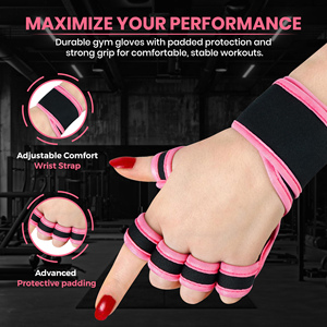 Wrist Wraps For Weightlifting Fingerless Gym Gloves With Wrist Support, Palm Padding For Gym, Fitness, Cross Training, Cycling - Product Image 5