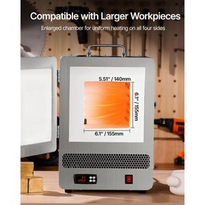 Horno de Fusión de Oro Programable de 1500W, Horno de Mesa de Acero Inoxidable, Temperatura Máxima de 2192 Fahrenheit, para Cera, Horno Industrial - Product Image 3