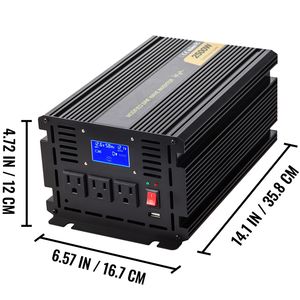 Inverter di Potenza a Onda Sinusoidale Modificata 2500W, Convertitore Auto da DC 12V a AC 120V con Display LCD, Telecomando e LED per Inverter Solari - Product Image 5