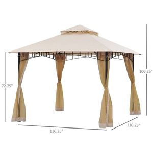 Gazebo Moderno 3x3 Metri per Esterni, Tenda con Tettoia in Tessuto Beige e Pali in Metallo per Cortili, Ville, Parchi e Hotel - Product Image 5
