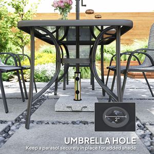 Set di Mobili da Giardino Grigio Misto 8 Pezzi con Ombrellone da 9 Piedi, Tavolo e Sedie da Esterno in PE Resistente alle Intemperie per Uso Ospedaliero - Product Image 6
