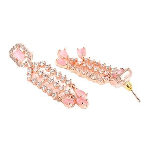 Juego de Joyería Étnica Chapada en Oro, Collar y Aretes con Piedras de Circonio, Diseño Geométrico para Mujer, Boda - Product Image 2