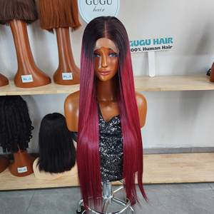 Peluca de Cabello Humano Liso Largo Ombre Rosa GUGU, Cabello Virgen Vietnamita con Puntas Completas, Doble Trama a Máquina - Product Image 3