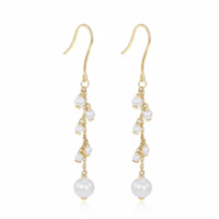Boucles d'oreilles pendantes en argent 925 plaqué or 18 carats et rhodium avec perle d'eau douce, bijoux pour femme, cadeau de mariage ou de fiançailles