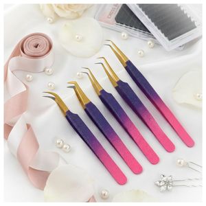 45 90 Degree fiber tip Eyelash Extension Tweezer Stainless Steel Boot Volume Fan Tweezers Technician Lash Extension Tweezer - Product Image 1