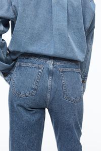 Jeans de mezclilla rectos de cintura alta transpirables con lavado arena para mujer, venta al por mayor de marca privada, jeans casuales para mujer - Product Image 6