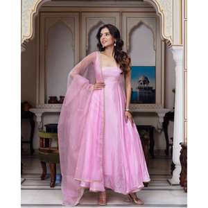 Elegant <b>Modest</b> <b>Wedding</b> <b>Dress</b> Set Including Fancy Gown and Dupatta with Intricate Embroidery Sequence Work - Product Image 3