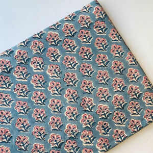 Tissu en coton 100% imprimé à la main à motifs floraux indiens, vert viridian, pour filles, pour rideaux, oreillers, coussins, édredons - Product Image 1