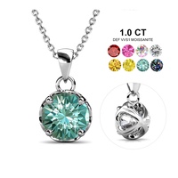 Nouveau collier pendentif en argent sterling 925 avec diamant moissanite coloré GRA, bleu, solitaire, bijoux pour femmes, bijoux Destiny