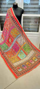 Nouveau Fantaisie À La Main Broderie Miroir Travail Pakistanais Soie Dupattas Bohème Broderie À La Main Coloré Dupattas Pour Les Femmes Vêtements - Product Image 6