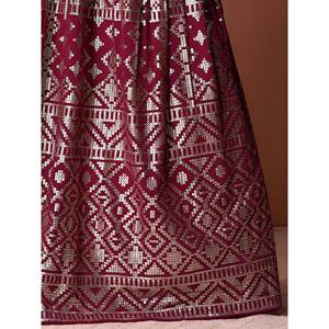 Stunning Dark Pink <b>Sequins</b> Georgette Lehenga Choli with Dupatta for Wedding - Product Image 2