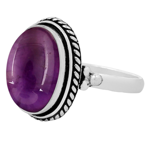 Bague Gourik vintage ovale en améthyste, argent sterling 925, style bohème du Sud-Ouest, pierre précieuse naturelle violette, bagues statement pour femmes, bijoux - Product Image 3