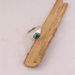 Wholesale 925 Sterling Silver Oval Copper Turquoise Bezel Set Natural Matrix Turquoise Cabochon <b>Ring</b> <b>Plain</b> Band Unisex Party - Product Image 2