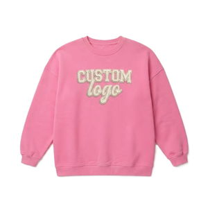 Sudadera con bordado de letras personalizadas por encargo de fábrica, OEM, hombros caídos, peso pesado, venta al por mayor, rosa, cuello redondo, sudaderas con capucha para mujer, EE. UU. - Product Image 4