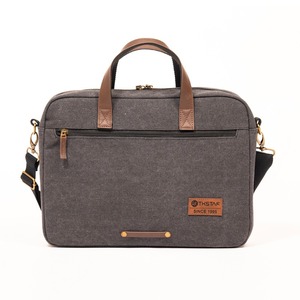 Gray Laptop <b>Briefcase</b> File Storage Bag GRS Cotton GRS PU Leather Fashion Computer Handbag - Product Image 1