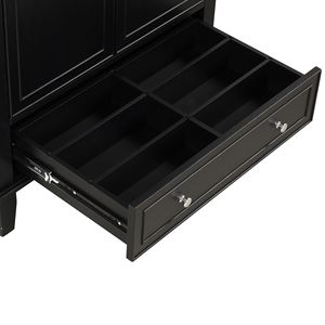 Mobile Bagno Multifunzionale Nero da 30 Pollici in Legno Massello e MDF con Lavabo Integrato, Ante e Cassetto - Product Image 6