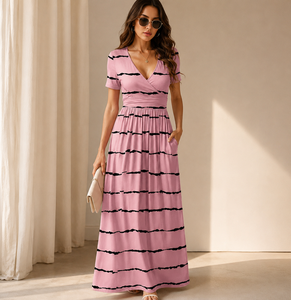 Robe portefeuille pour femme, décontractée et élégante, avec ceinture, longueur midi, design portefeuille devant, taille haute, en tissu extensible confortable, idéale pour le bureau - Product Image 5