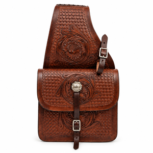 Bolsa de Cuero Estilo Western Heritage |   Bolsa de Almacenamiento Lateral para Caballo, con Correas y Hebillas de Seguridad, para Equitación, Trabajo en Rancho, Kit de Equipo - Product Image 1