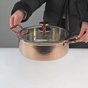 Cacerola de Acero Inoxidable Martillado de Lujo, Dorada, con Tapa de Cúpula, Recipiente Aislado para Mantener la Comida Caliente, Plato para Servir Buffet - Product Image 5