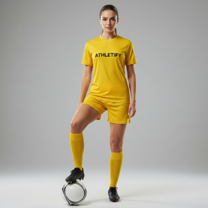 Conjunto de Uniforme de Fútbol Personalizable para Mujer, Jersey y Pantalones Cortos, 100% Poliéster, Transpirable, Elástico, Absorbente de Humedad, Secado Rápido, Ropa Deportiva - Product Image 1