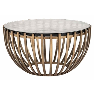 Table basse moderne de style mid-century avec plateau en verre et structure en bois, fabriquée à la main, légère et écologique, pour le salon - Product Image 1