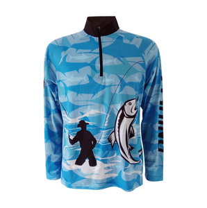 เสื้อโปโลแขนยาวสำหรับผู้ชาย ป้องกันรังสียูวี แห้งเร็ว UPF 50 พิมพ์ลายแบบซับลิเมชั่น ขายส่ง สำหรับตกปลา มีฮู้ด - Product Image 1