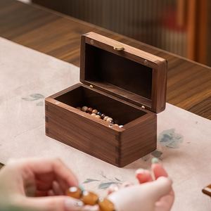 Caja de Joyería de Madera de Nogal Personalizada, Caja de Regalo Rectangular de Madera Maciza con Botón de Latón, Mini Caja de Almacenamiento de Recuerdos de Madera - Product Image 5