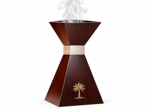 Brûleur à Bakhoor de Luxe en Bois d'Arbre Arabe avec Bol à Oud en Acier Inoxydable Doré, Design Géométrique Islamique, 100% Naturel et Écologique - Product Image 1