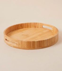 Plateau de service rond en bois avec poignées, écologique, jetable, design moderne pour mariages - Product Image 6
