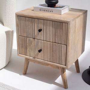 Mesita de Noche de Madera con Dos Cajones Vandana Orion Aston, Mesita de Noche Moderna de Madera Maciza - Product Image 3