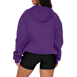 Sudadera con Capucha Extra Grande para Mujer, Color Morado Sólido, Felpa Cálida, OEM, Duradera, para Estar en Casa - Product Image 2