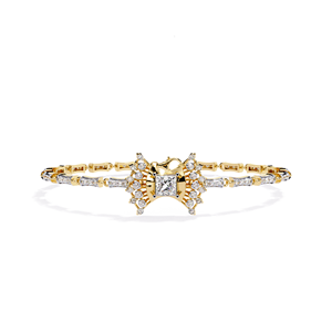AMBER JEWELS T-984 Emerald Cut Natural Stone Star Chain Bracelet 18k <b>Solid</b> <b>Gold</b> Plated Claw Setting Hiphop Unisex Wedding IGI - Product Image 1