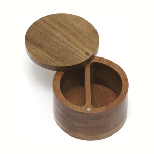 Ensemble de bols à épices en bois de nouveau style pour cuisine maison récipient bol ensemble de 2 boîte à épices carrée personnalisée étagère à épices en bois boîte à sel - Product Image 5