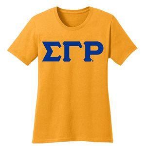 Camiseta con Letras Griegas Sigma Gamma Rho 3, Ropa Personalizada para Hermandades, Camiseta Casual de Algodón de Manga Corta con Cuello Redondo y Logotipo Bordado - Product Image 1