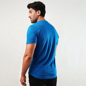 Camiseta Henley de Manga Corta para Hombre, Corte Ajustado, Color Azul Sólido, Tejido de Algodón, Casual, Transpirable, Cuello Redondo, Verano, Calidad Premium - Product Image 2