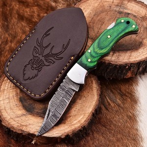 Nordic Forge Damascus Steel Folding <b>Knife</b> Back <b>Lock</b> Pakka wood Handle Sheath Pocket EDC Camping Hunting <b>Knife</b> - Product Image 1